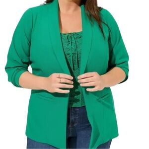 NWT Torrid Classic Shawl Collar Open
Front Blazer Green Size 3X